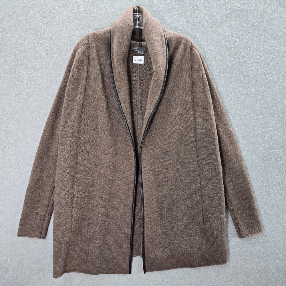 Vince Women Sweater XS Brown Cardigan Yak Alpaca Cashmere Wool Blend Open Front